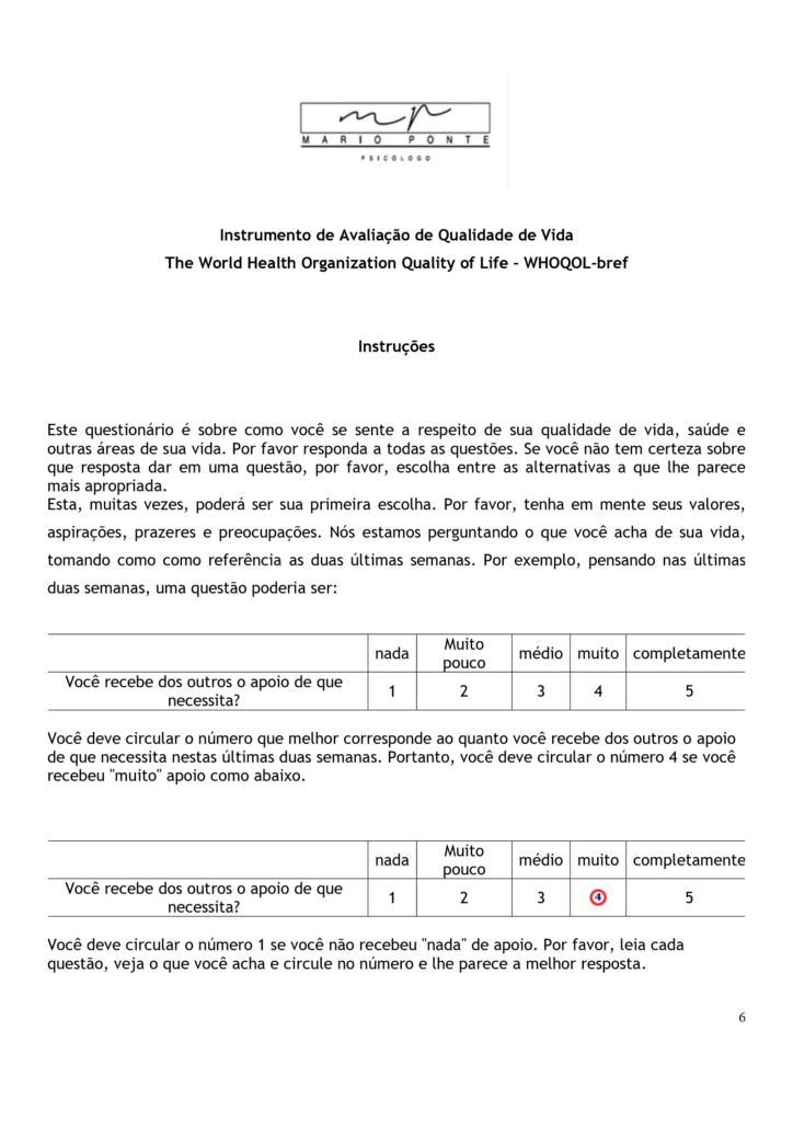 Como está minha qualidade de vida? 1 QV1