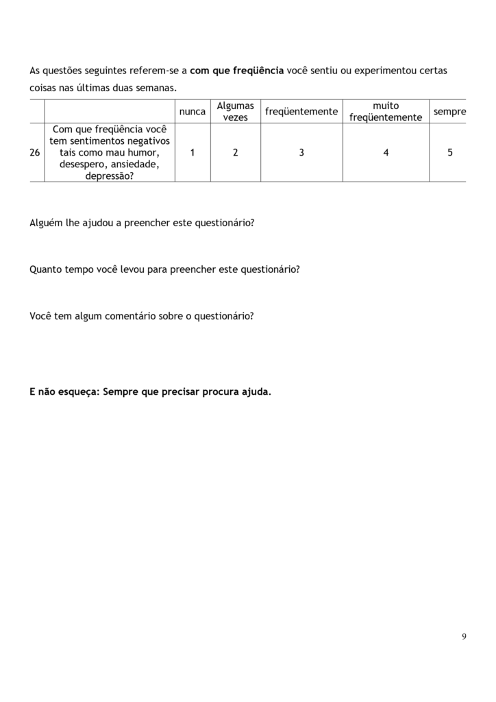 Como está minha qualidade de vida? 4 QV4